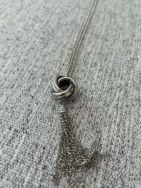 Silver Knot Tassel Pendant Necklace - Women Jewelry